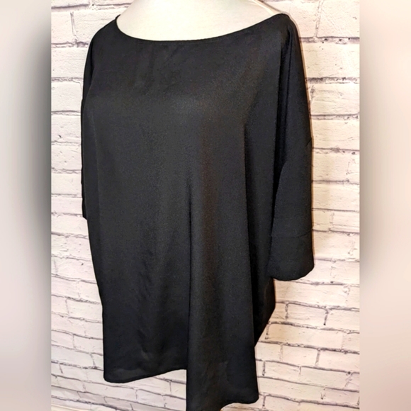 MICHEL STUDIO Semi Sheer, Black, Short Sleeve Shirt/blouse - Picture 4 of 10